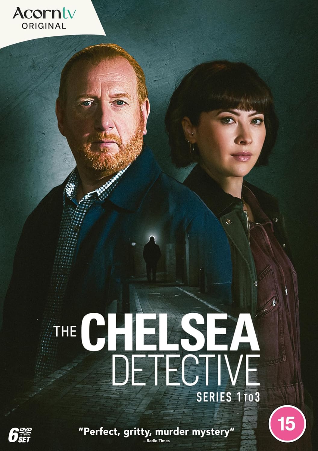 DVD cover for "The Chelsea Detective" featuring two serious detectives.