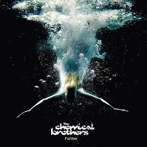 Underwater silhouette of a person with album title "Further" by The Chemical Brothers.