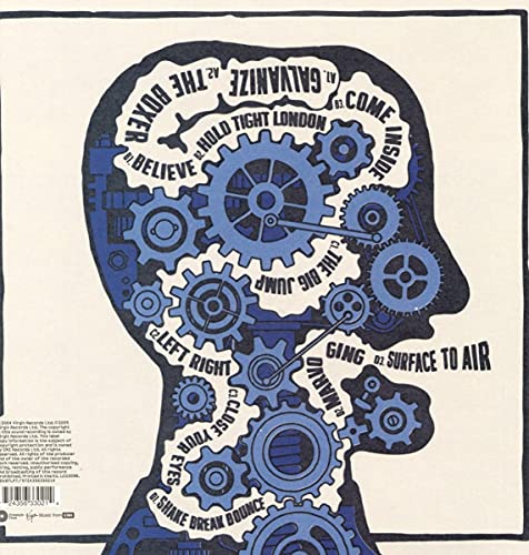 Blue gear-filled head silhouette, album art for The Chemical Brothers’ “Push The Button.”