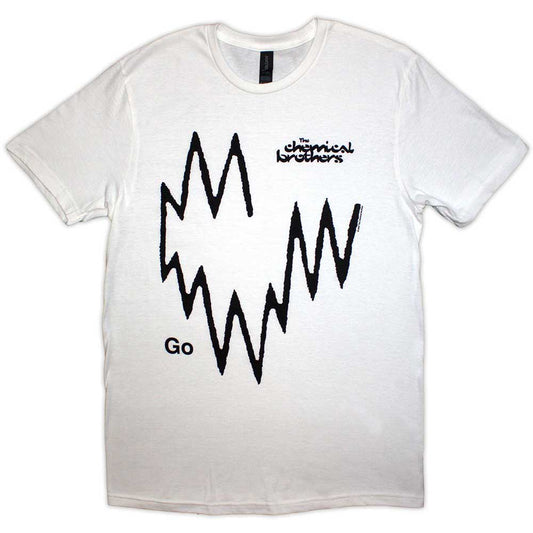 Black t-shirt featuring “Go” artwork by The Chemical Brothers, size X-Large.