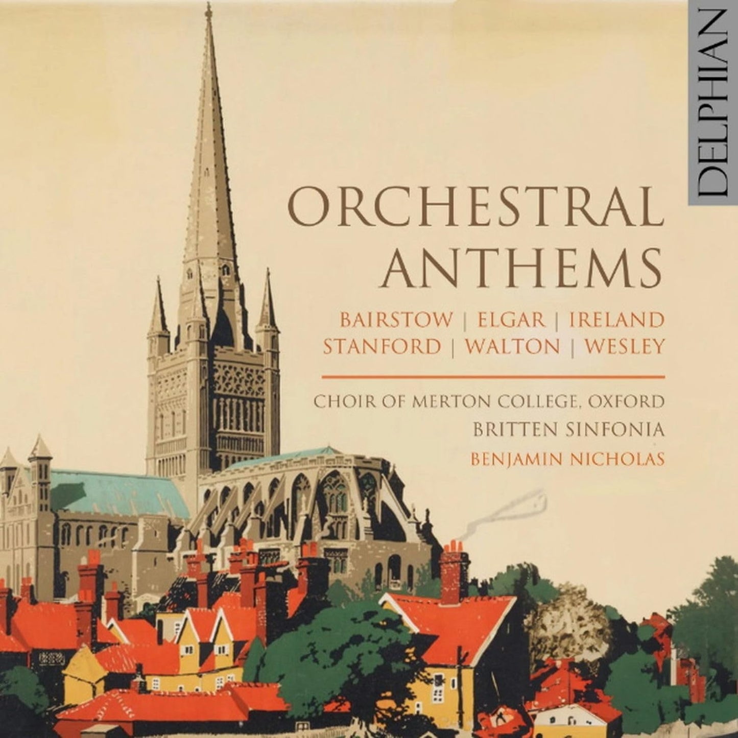 CD cover: Merton College spire illustration, "Orchestral Anthems Vol. 2.