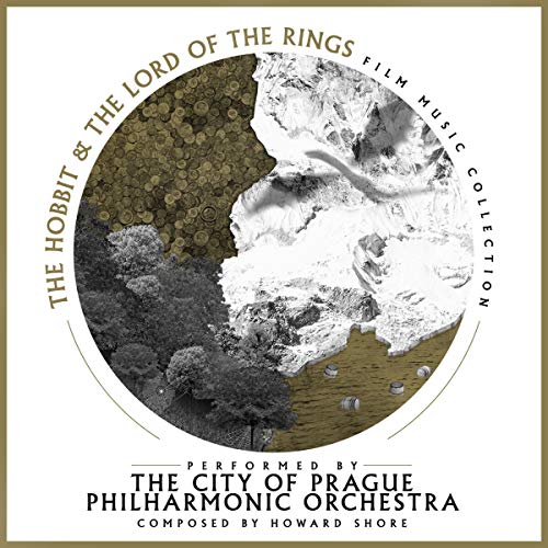 Vinyl record cover featuring landscapes and text for "The Hobbit & Lord of the Rings.
