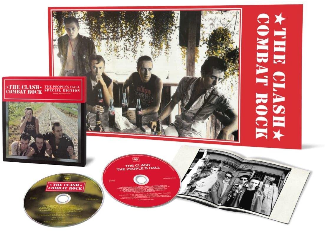 The Clash “Combat Rock” CD cover with band members near train tracks.