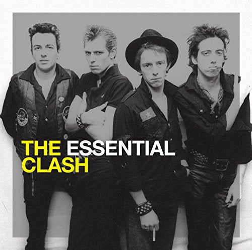 Black and white photo of The Clash band members, album cover.