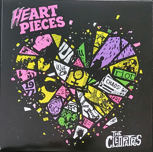 Vinyl record cover: black background with colorful, fractured collage design.
