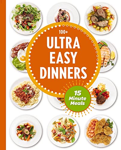 Cookbook cover featuring plated meals and text “Ultra Easy Dinners.”