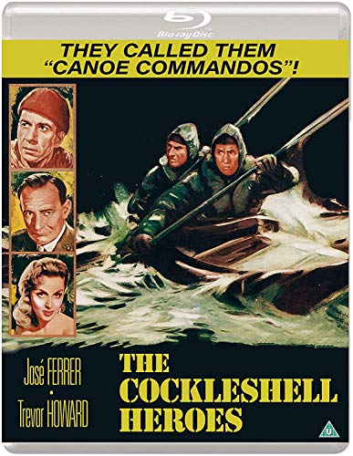 The Cockleshell Heroes" Blu-ray cover featuring soldiers in a canoe.