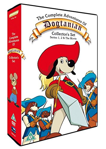 DVD cover for "The Complete Adventures Of Dogtanian" featuring a dog in a hat.
