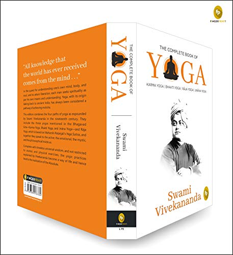 Book cover featuring Swami Vivekananda and a silhouette in a yoga pose.