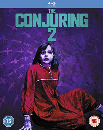 The Conjuring 2" Blu-ray cover featuring a young girl in a red dress.