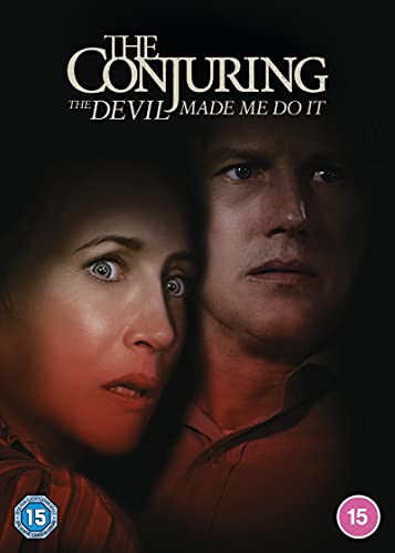 The Conjuring: The Devil Made Me Do It movie cover featuring two concerned faces.