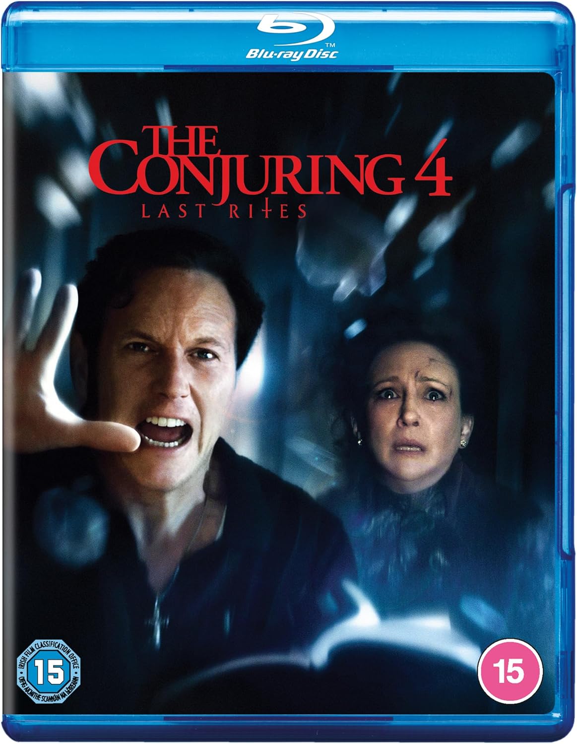 Blu-ray cover for "The Conjuring: Last Rites" featuring frightened faces.