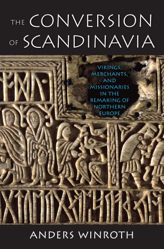 Book cover depicting carved stone with figures, titled "The Conversion of Scandinavia.