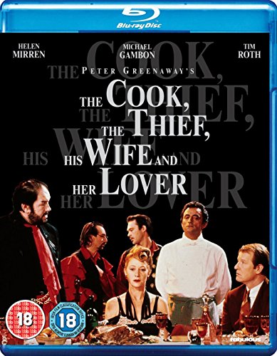 Blu-ray cover for The Cook, The Thief, His Wife and Her Lover featuring cast.