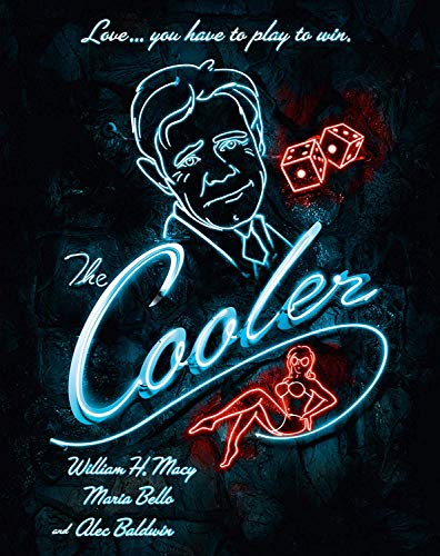 Movie poster for "The Cooler" with neon lettering, a man’s face, and dice.