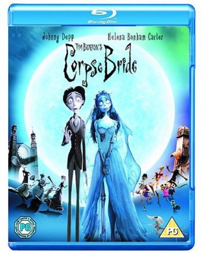 The Corpse Bride" Blu-ray cover featuring the bride and groom in a ghostly scene.