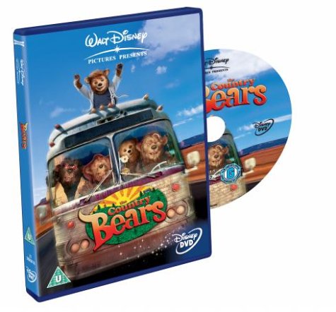 The Country Bears" DVD case with bears riding in a van, disc included.