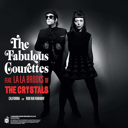 Black and white portrait of two musicians, “The Fabulous Courettes,” with text.