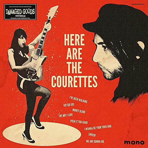 Vinyl album cover featuring a woman playing guitar and a man's profile on red.