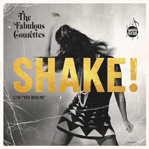 Record cover: woman dancing, large yellow "SHAKE!" text, damaged goods sticker.