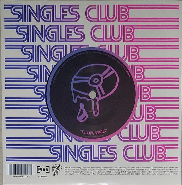 Vinyl record sleeve for The Cribs’ “Singles Club #3” with abstract face.