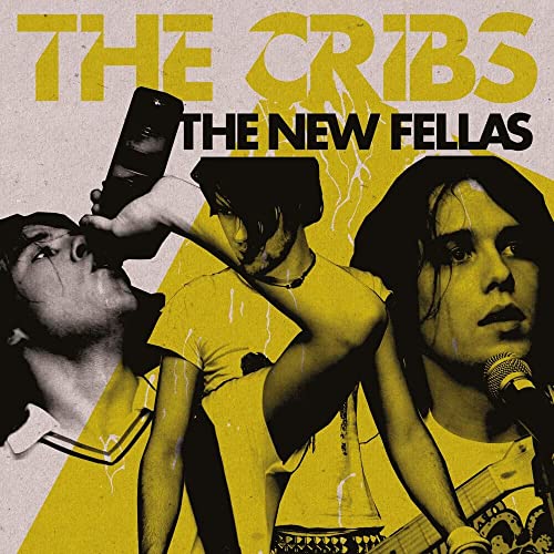 Album cover for The Cribs’ “The New Fellas” featuring three figures.