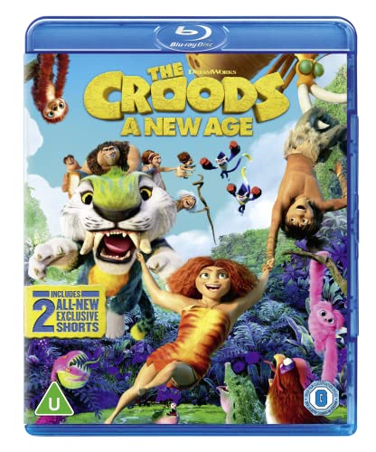 Blu-ray cover for "The Croods: A New Age" featuring cartoon characters.