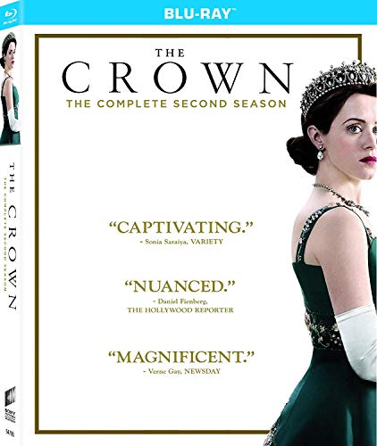 Blu-ray cover for "The Crown" Season 2, featuring Claire Foy as Queen Elizabeth.