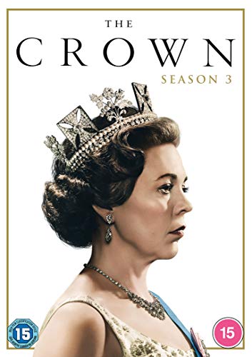 DVD cover for "The Crown" Season 3, featuring Queen Elizabeth II.