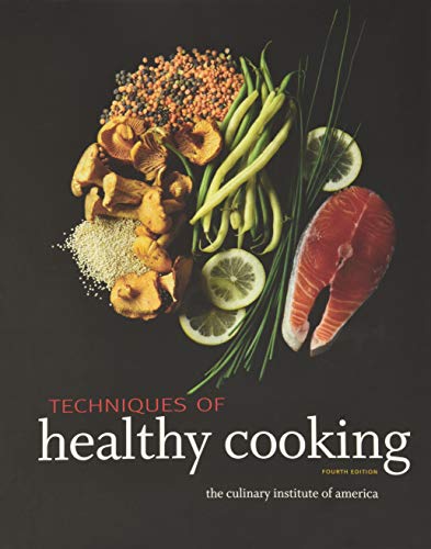 Cookbook cover with vegetables, fish, and the title “Techniques of healthy cooking”.
