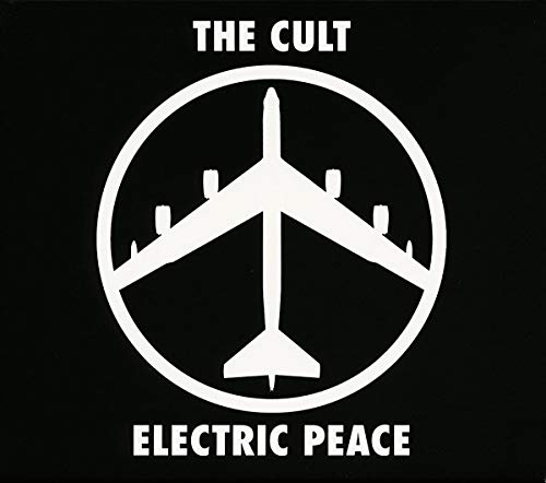 The Cult Electric Peace album cover featuring a white airplane silhouette inside a circle.