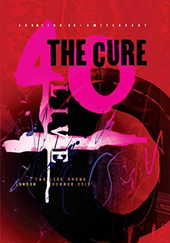 The Cure 40 Live DVD cover with large pink text on a red background.