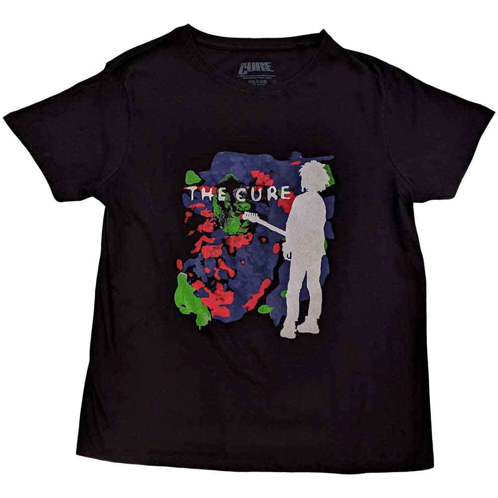 Black t-shirt with white text reading “Boys Don’t Cry” referencing The Cure band.