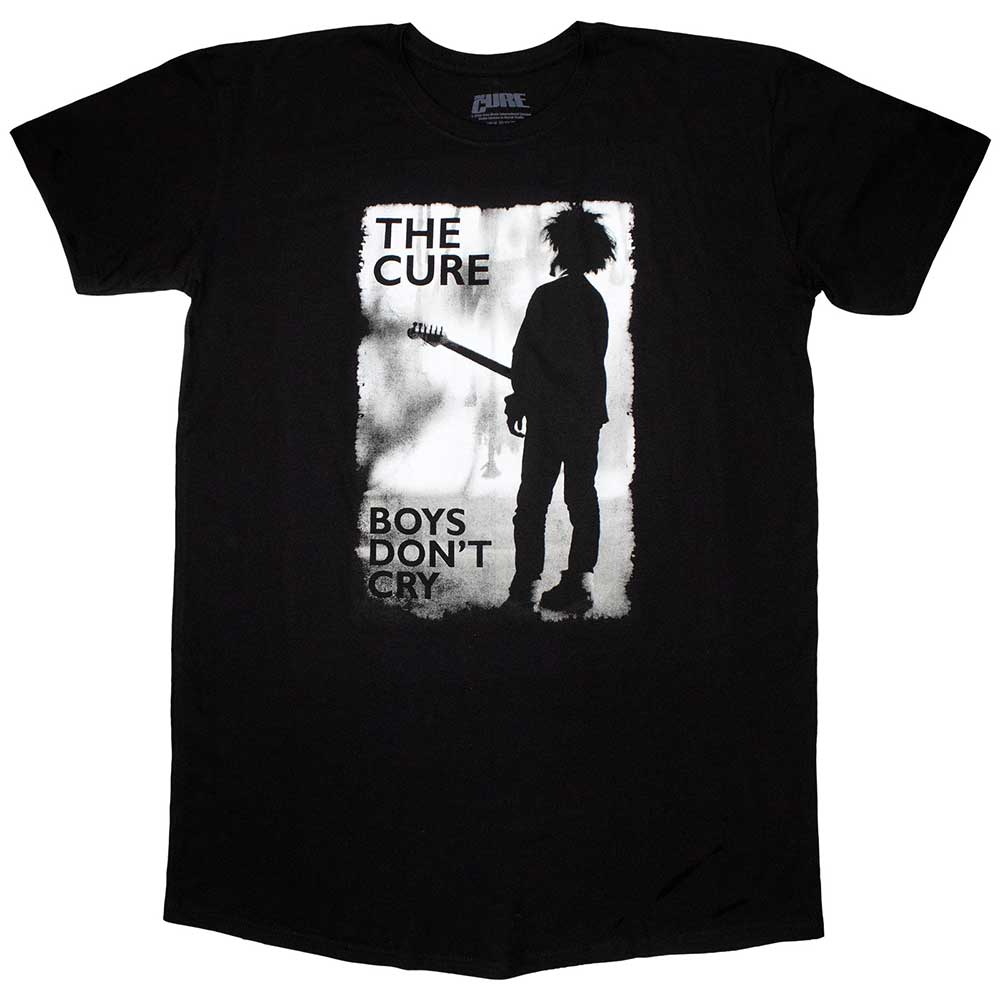 Black and white t-shirt dress featuring The Cure’s “Boys Don’t Cry” artwork.