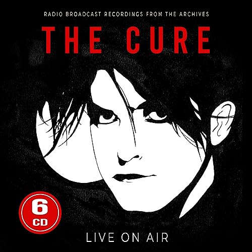 The Cure "Live On Air" CD cover featuring Robert Smith’s portrait.