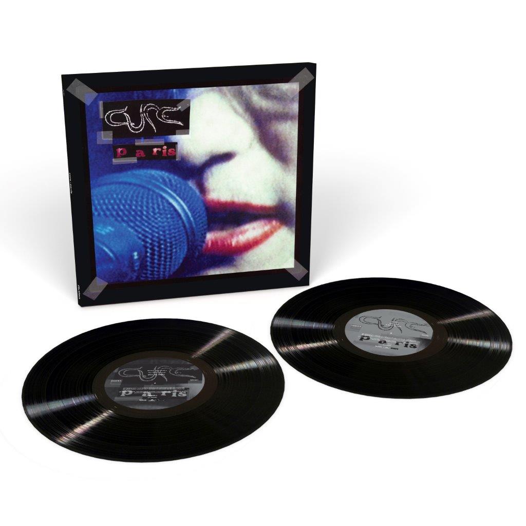 The Cure Paris album cover with two black vinyl records displayed in front.