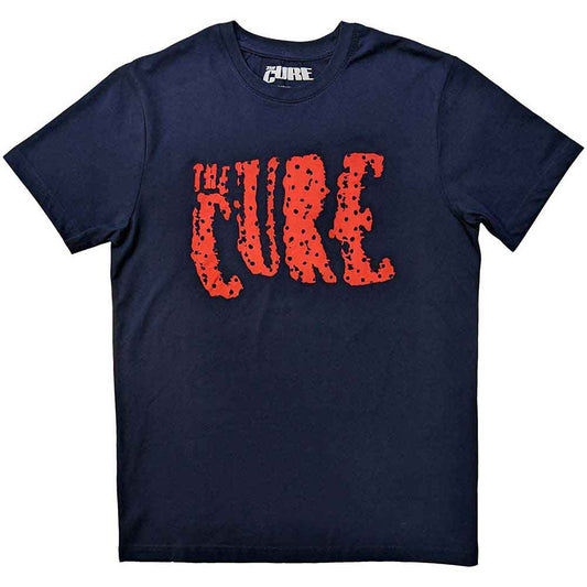 Black unisex T-shirt featuring The Cure band logo in white text on the chest.