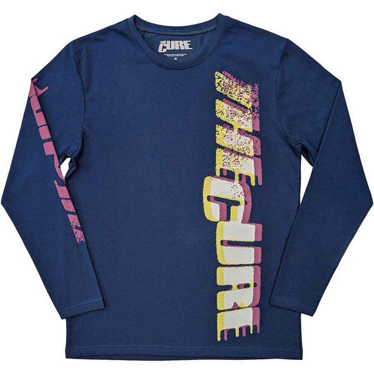 Black long sleeve t-shirt with a distorted "The Cure" logo on the sleeve.