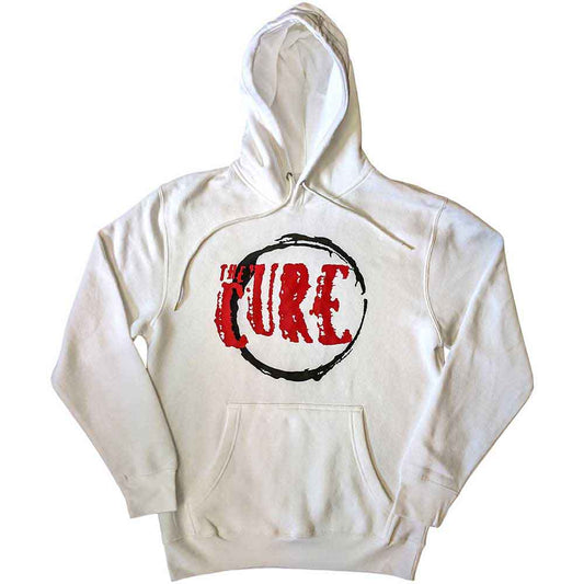 Gray pullover hoodie with The Cure's circular logo centered on the chest.