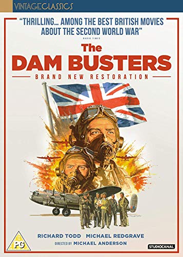 DVD cover for "The Dam Busters" featuring pilots and a bomber plane.