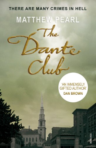 Book cover for "The Dante Club" with a Boston cityscape background.