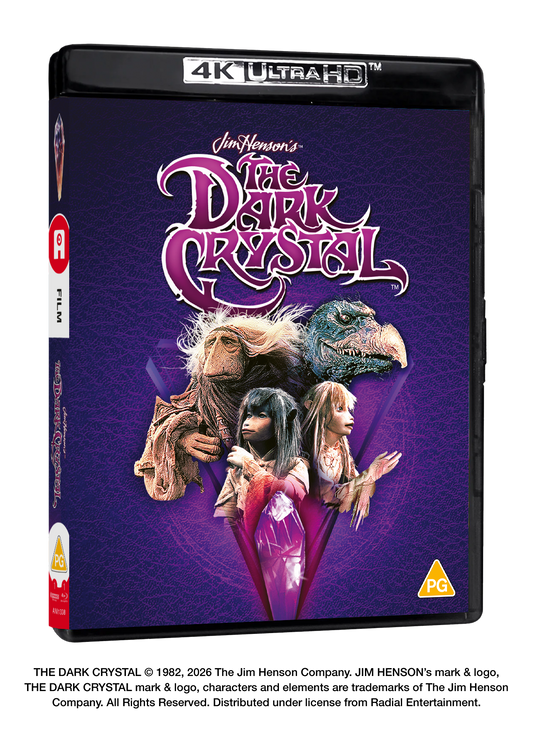 The Dark Crystal" UHD Blu-ray cover featuring fantasy creatures and logo.