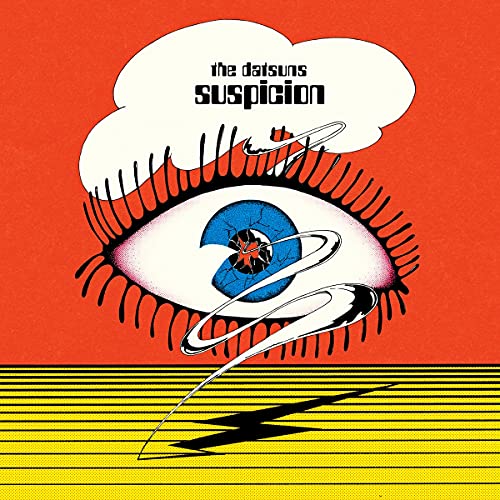Album cover for The Datsuns’ “Suspicion” featuring a stylized cracked eye.