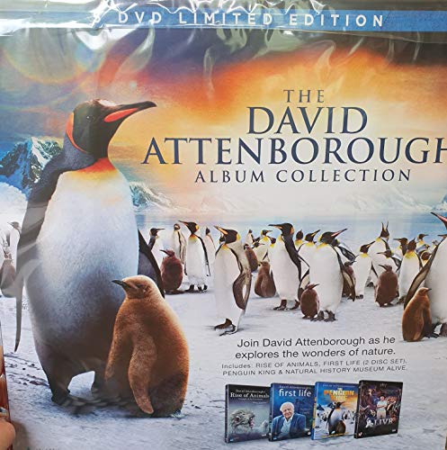 "DVD cover featuring penguins and title 'The David Attenborough Album Collection'."