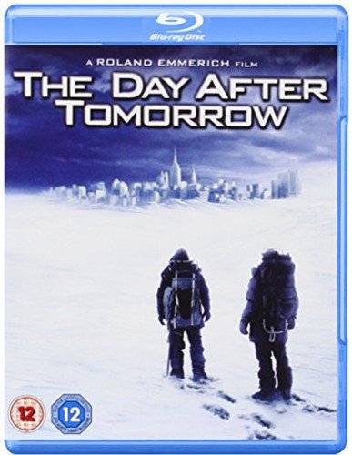 The Day After Tomorrow" Blu-ray cover with a snowy, post-apocalyptic cityscape.