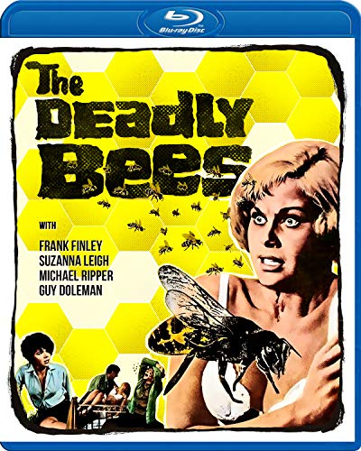 Blu-ray cover for "The Deadly Bees" featuring a woman and large bee.