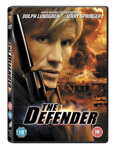 DVD cover for "The Defender" featuring Dolph Lundgren holding a gun.