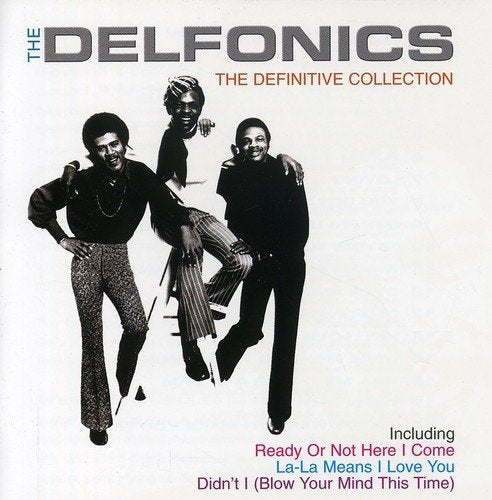CD cover for The Delfonics’ “The Definitive Collection” featuring three men.