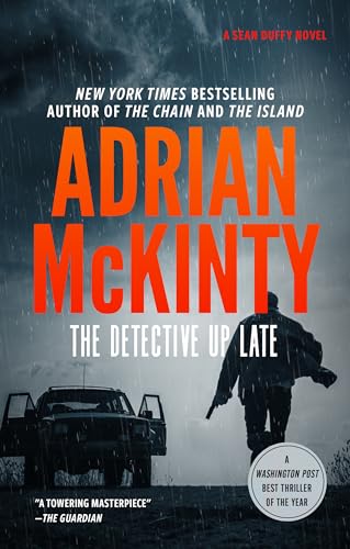 Book with dark colors, possibly nighttime scene, featuring a detective character on cover.