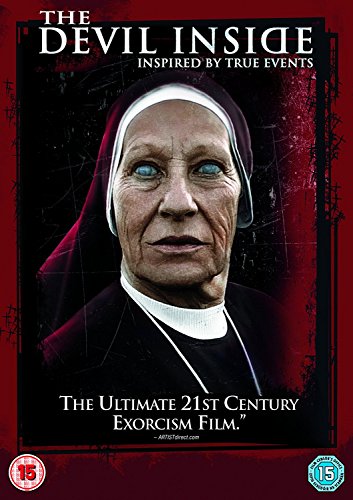 DVD cover for "The Devil Inside" featuring a nun with glowing blue eyes.